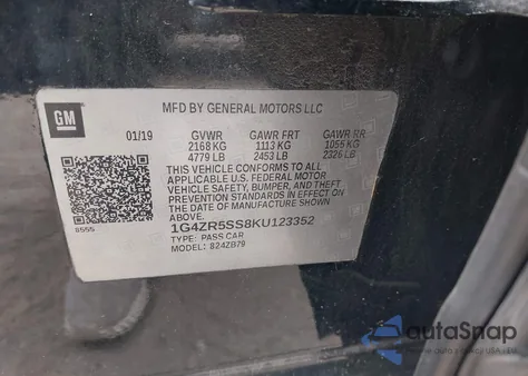 2019 Buick Lacrosse Awd Essence from USA, damaged, VIN 1G4ZR5SS8KU123352